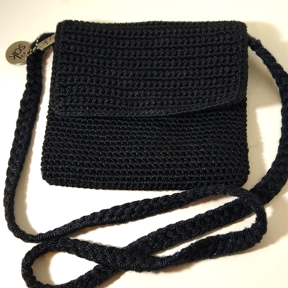 The SAK Black Woven Crochet Crossbody Bag
